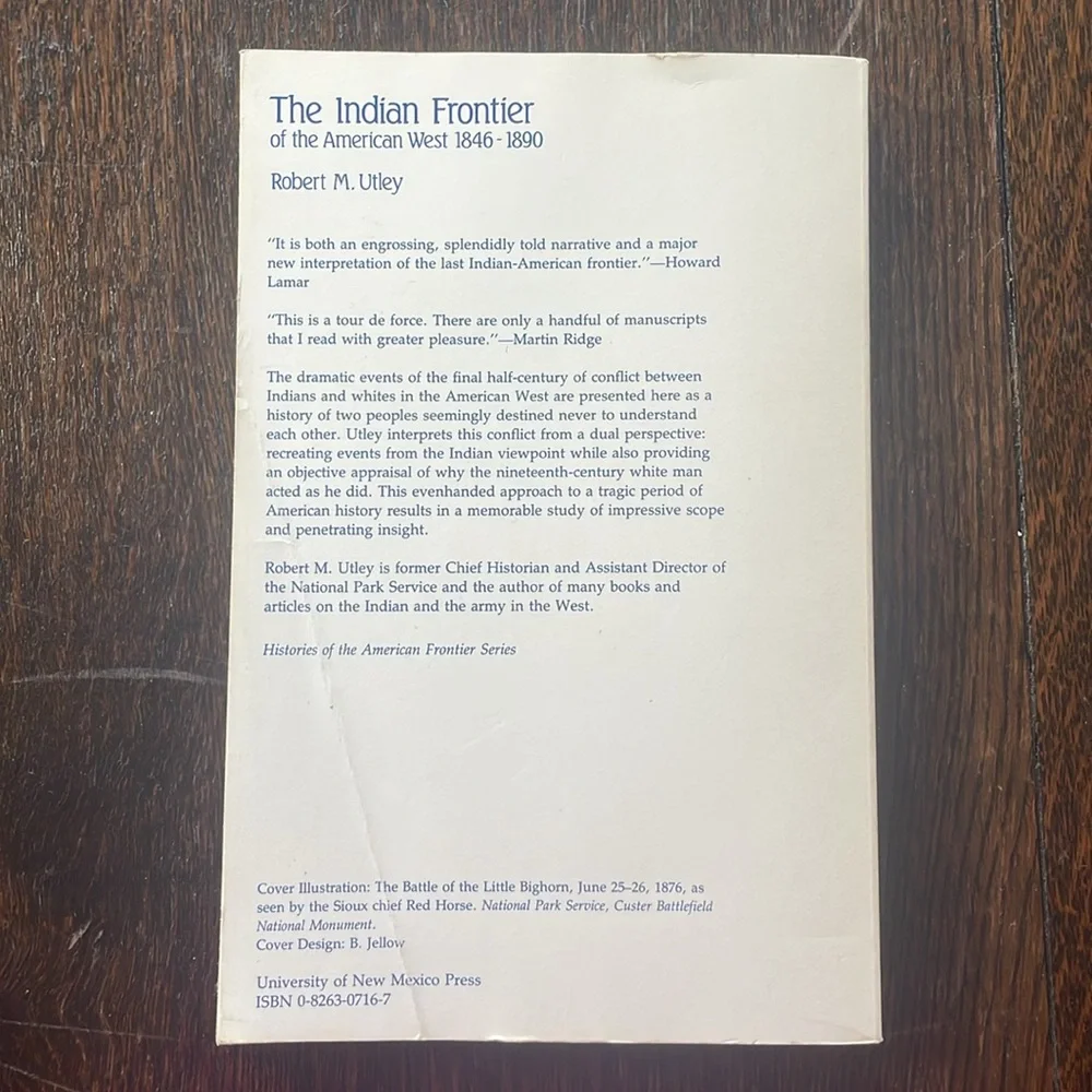 Textbook, The Indian Frontier of the American West 1846-1890 by Robert M Utlley